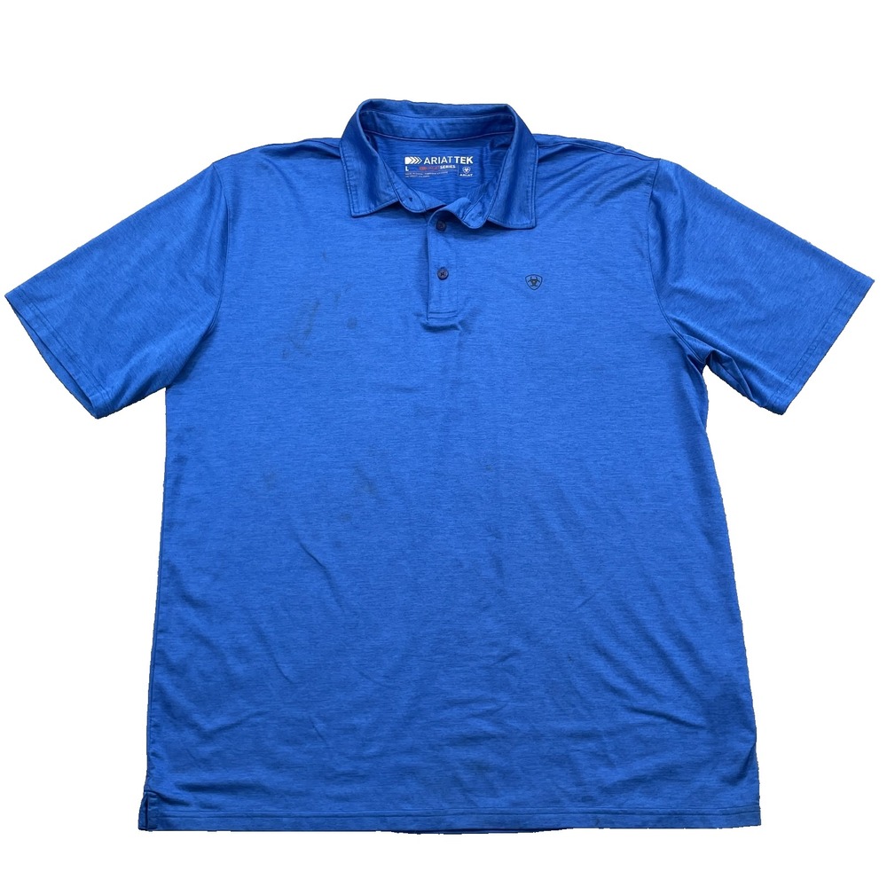 Ariat Tek Golf Polo Shirt Men's Large Blue Performance Western Workwear Academia